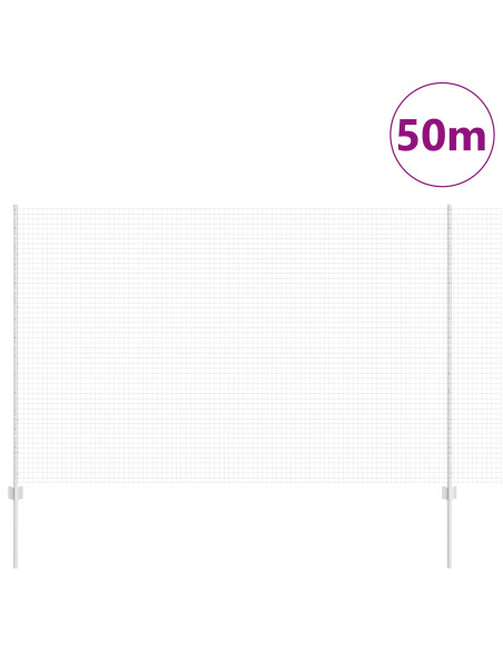 Recinzione in Filo Saldato  con 44 Pali U Argento 1,5x50 m Acciaio