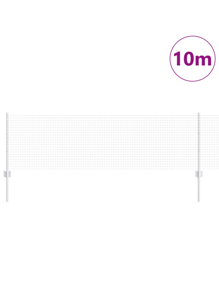 Recinzione in Rete Saldata con 5 Pali a U Argento 0.6x10 m Acciaio