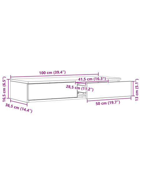 Cassetti per letto  in legno riciclato 100x36,5x16,5 cm in legno ingegnerizzato