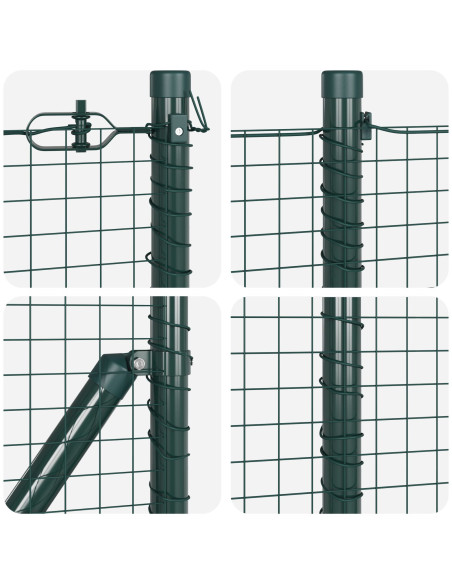 Recinzione in Rete Saldato  con 7 Pali Verde 0,8x10 m Acciaio