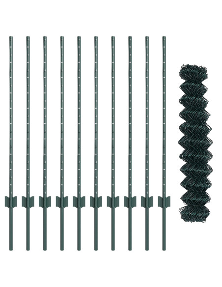 Recinzione con Posto Verde 1 x 10 m Acciaio e PVC