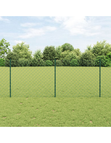 Recinto a Maglie di Catena  con 10 Pali U Verde 1x10 m Acciaio
