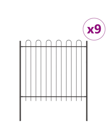 Recinto da Giardino  con Cima a Cerchio Grigio 15,3 x 1,5 m in Acciaio