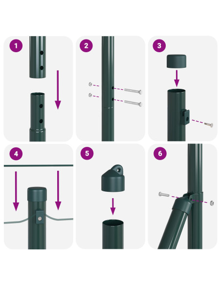 Recinzione in rete saldata  con 7 pali Verde 1.4x10 m Acciaio