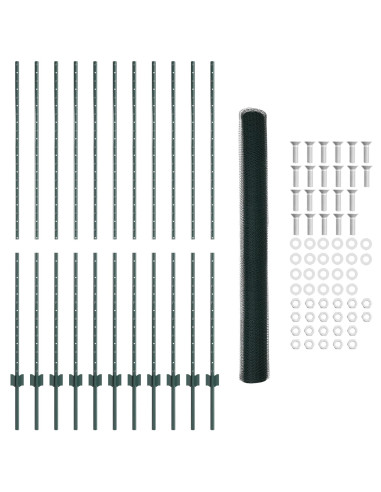 Recinzione con Posto Verde 1,6 x 25 m Acciaio e PVC