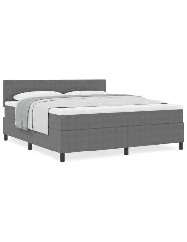 Letto a molle con testiera Grigio chiaro e bianco 180 x 200 cm