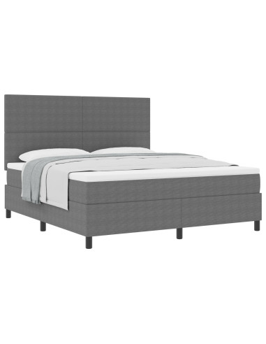 Letto a molle con testiera Grigio chiaro e bianco 180 x 200 cm