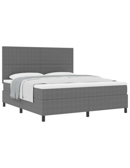Letto a molle con testiera Grigio chiaro e bianco 180 x 200 cm