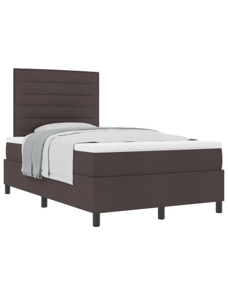 Letto a Molle con Materasso Marrone Scuro 120x200 cm Tessuto