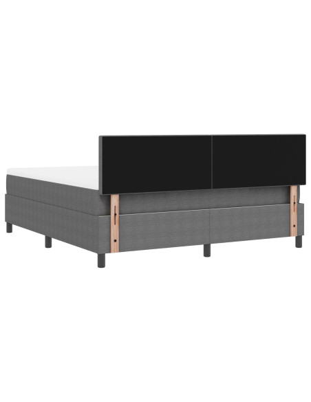 Letto Box Spring  con Materasso Grigio Super King in Tessuto di Corduroy
