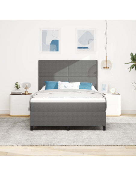 Letto con Box Spring, Materasso & Luce LED Grigio 140x200 cm Tessuto in Corduroy