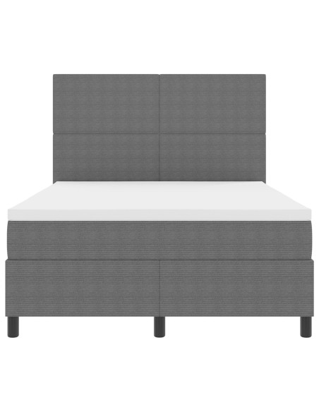 Letto con Box Spring e Materasso & Luce LED Grigio 160x200 cm Tessuto in Velluto a Cordura