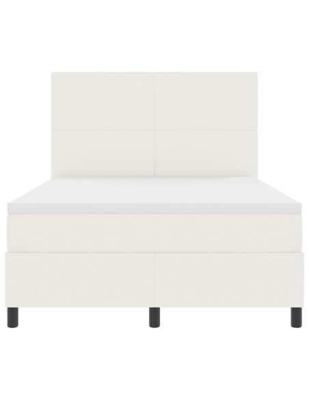 Letto con Rete a Molla e Materasso & LED Crema 160x200 cm Tessuto in Velluto a Coste