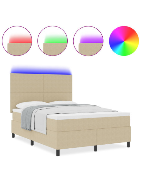 Letto Box Spring  con Materasso & Luce LED Verde Grigio 160x200 cm Tessuto Velluto