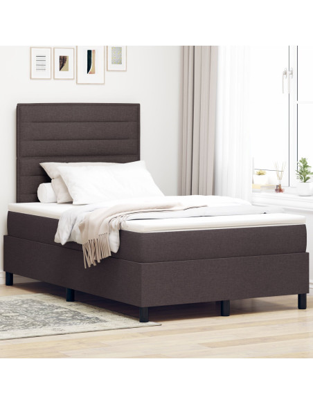 Letto a Molle con Materasso Marrone Scuro 120x200 cm Tessuto