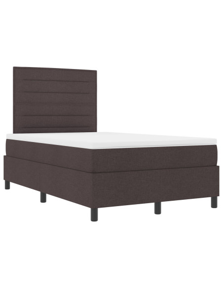 Letto a Molle con Materasso Marrone Scuro 120x200 cm Tessuto