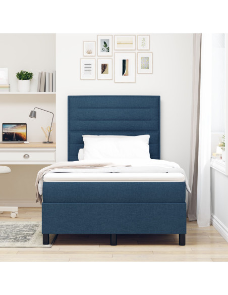 Letto con Box Spring e Materasso Blu 120x200 cm Tessuto