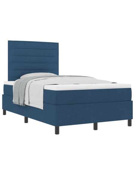 Letto con Box Spring e Materasso Blu 120x200 cm Tessuto
