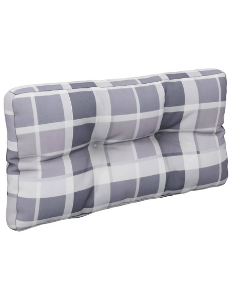 Cuscino per Pallet a Quadri Grigi 80x40x12 cm in Tessuto