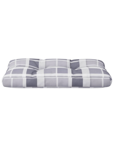 Cuscino per Pallet a Quadri Grigi 80x40x12 cm in Tessuto