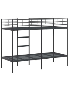 Letto a Castello senza Materasso Nero 75x190 cm in Acciaio 2