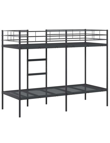 Letto a Castello senza Materasso Nero 75x190 cm in Acciaio