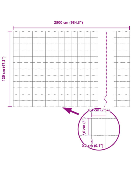 Recinzione con Posto Verde 1,2 x 25 m Acciaio