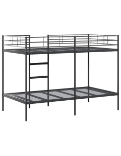 Letto a Castello senza Materasso Nero 107x203 cm in Acciaio 2