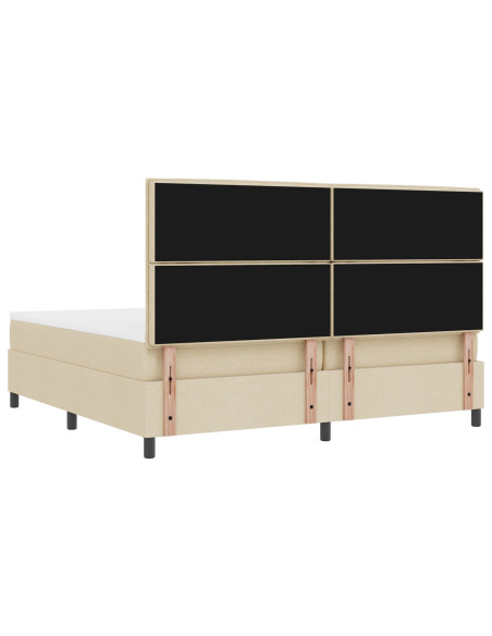 Letto a molle con materasso Crema 200 x 200 cm Tessuto