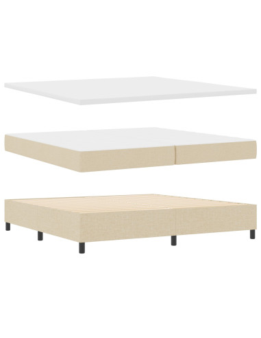 Letto a molle con materasso Crema 200 x 200 cm Tessuto