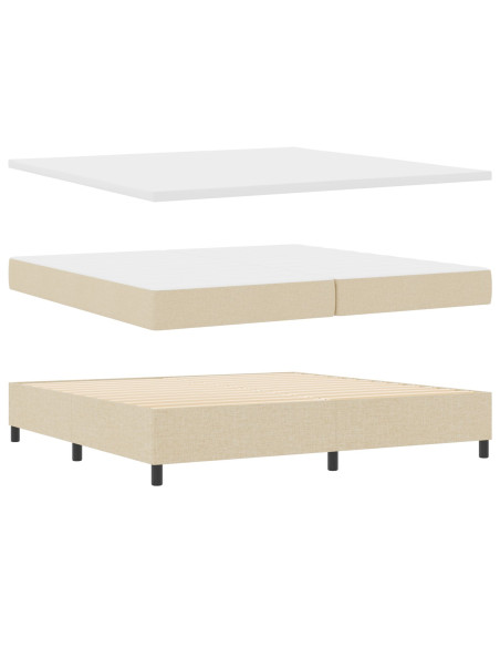 Letto Box Spring con Materasso Crema 200x200 cm Tessuto