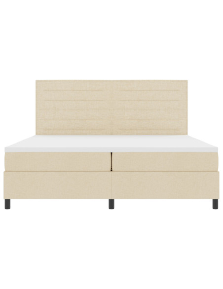 Letto Box Spring con Materasso Crema 200x200 cm Tessuto