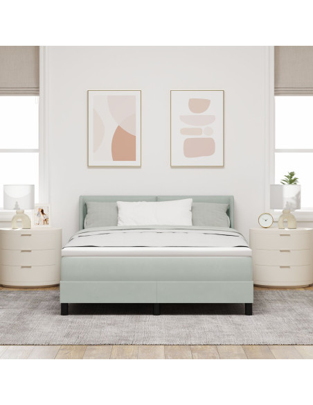 Letto a molle pocket con materasso grigio chiaro 140x190 cm velluto