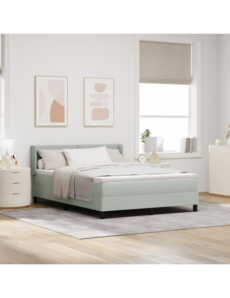 Letto a molle pocket con materasso grigio chiaro 140x190 cm velluto