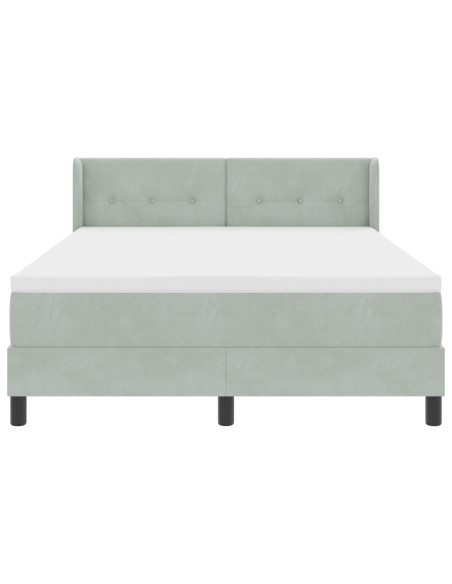 Letto a molle pocket con materasso grigio chiaro 140x190 cm velluto