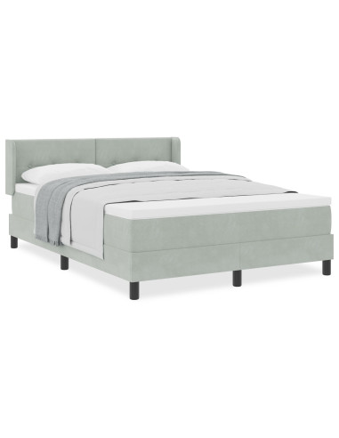 Letto a molle Grigio chiaro 190 x 140 cm Poliestere