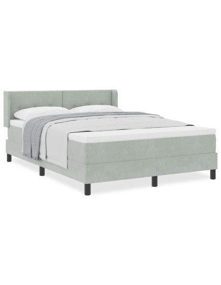 Letto a molle pocket con materasso grigio chiaro 140x190 cm velluto