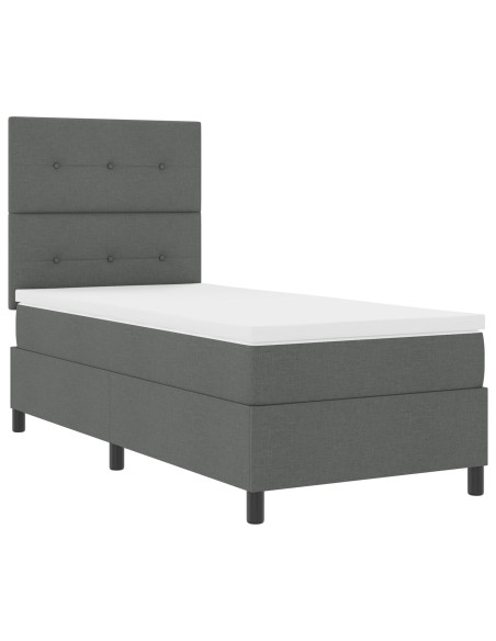 Letto a molle  con materasso grigio scuro 100x200 cm in tessuto