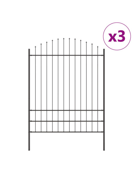Recinzione da Giardino  con Parte Superiore a Forma di Arco Grigia 5.1x2 m in Acciaio