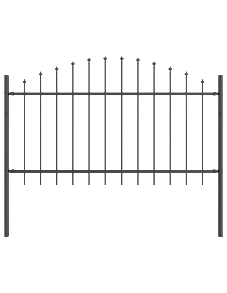 Recinzione da Giardino  con Parte Superiore ad Arco Grigio 6,8x1 m in Acciaio