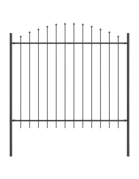 Recinzione da Giardino  con Parte Superiore a U Grigia 6,8x1,5 m in Acciaio