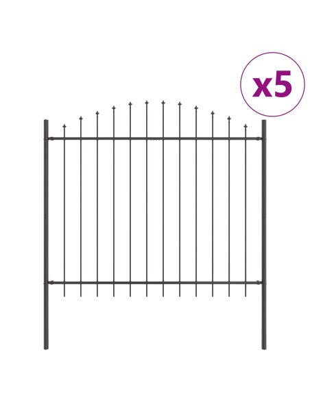Recinzione da Giardino  con Parte Superiore a Uncino Grigia 8,5x1,5 m Acciaio