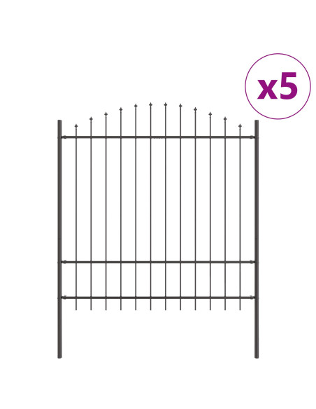 Cancello da Giardino  Grigio con Punta a Cerchio 8,5x1,75 m in Acciaio