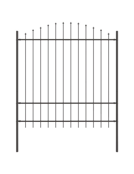 Cancello da Giardino  Grigio con Punta a Cerchio 8,5x1,75 m in Acciaio