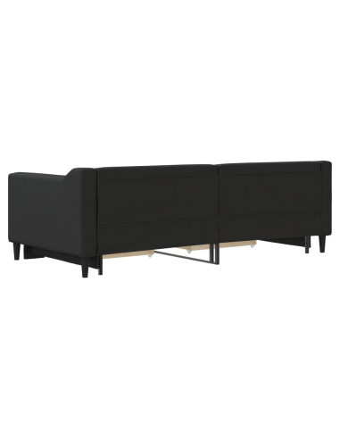 Divano Letto Estraibile con Cassetti Nero 90x190 cm in Tessuto