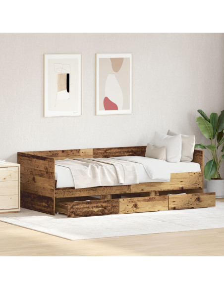 Daybed con testiera Legno vecchio 90 x 200 cm Legno multistrato