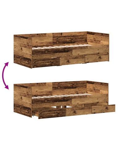 Daybed con testiera Legno vecchio 90 x 200 cm Legno multistrato