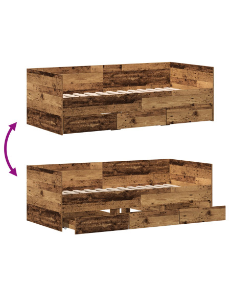 Daybed con testiera Legno vecchio 90 x 200 cm Legno multistrato