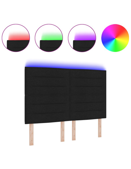 Testiera LED con luci a strisce a LED Nero 160 cm Poliestere