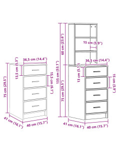 Tavolo da Trucco 3 pcs Rovere Nero Legno multistrato